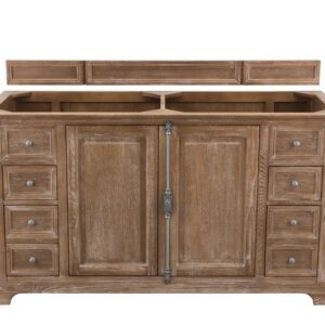 James Martin 238-104-5611-3GEX Savannah 60 Inch Double Vanity Cabinet in Driftwood with 3 cm Grey Expo Quartz Top with Sink