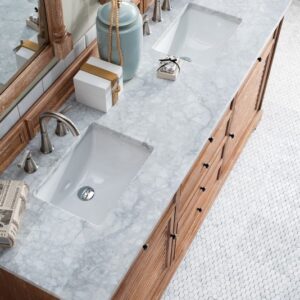 James Martin 238-104-5711-3CAR Savannah 72 Inch Driftwood Double Vanity with 3 cm Carrara Marble Top