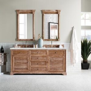 James Martin 238-104-5711-3ENC Savannah 72 Inch Double Vanity Cabinet with Ethereal Noctis Quartz Top - Driftwood