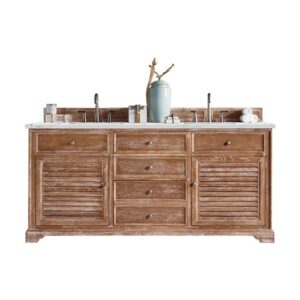 James Martin 238-104-5711-3ENC Savannah 72 Inch Double Vanity Cabinet with Ethereal Noctis Quartz Top - Driftwood