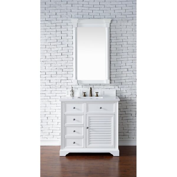 James Martin 238-104-V36-3WZ Savannah 36 Inch Single Vanity Cabinet with 3cm White Zeus Quartz Top