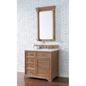 James Martin 238-104-V36-3WZ Savannah 36 Inch Single Vanity Cabinet with 3cm White Zeus Quartz Top