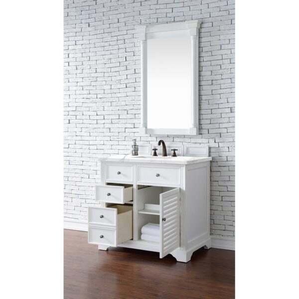 James Martin 238-104-V36-3WZ Savannah 36 Inch Single Vanity Cabinet with 3cm White Zeus Quartz Top