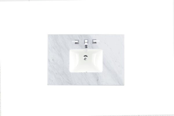 James Martin 238-104-V36-BW-3CAR Savannah 36 Inch Bright White Single Vanity with 3 cm Carrara Marble Top