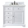 James Martin 238-104-V36-BW-3ENC Savannah 36 Inch Single Vanity Cabinet with Ethereal Noctis Quartz Top - Bright White