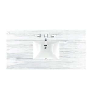 James Martin 238-104-V48-BW-3AF Savannah 48 Inch Bright White Single Vanity with 3 cm Arctic Fall Solid Surface Top