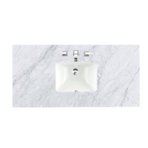 James Martin 238-104-V48-BW-3CAR Savannah 48 Inch Bright White Single Vanity with 3 cm Carrara Marble Top