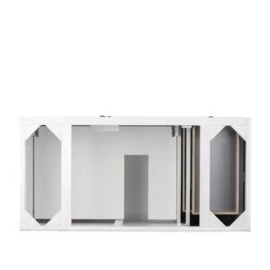 James Martin 238-104-V48-BW-3CSP Savannah 48 Inch Single Vanity Cabinet in Bright White with 3 cm Charcoal Soapstone Quartz Top with Sink