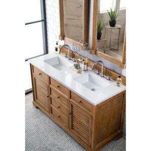 James Martin 238-104-V60D-3WZ Savannah 60 Inch Double Vanity Cabinet with 3cm White Zeus Quartz Top