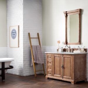 James Martin 238-105-5211-3CAR Providence 48 Inch Driftwood Single Vanity with 3 cm Carrara Marble Top