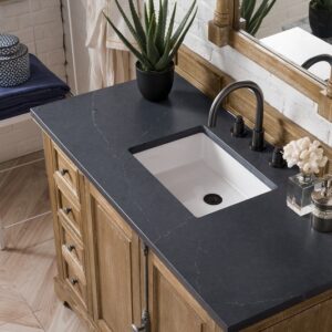 James Martin 238-105-5211-3CSP Providence 48 Inch Single Vanity Cabinet in Driftwood with 3 cm Charcoal Soapstone Quartz Top with Sink