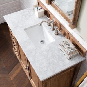 James Martin 238-105-5211-3CAR Providence 48 Inch Driftwood Single Vanity with 3 cm Carrara Marble Top