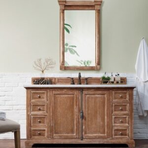 James Martin 238-105-5311-3CAR Providence 60 Inch Driftwood Single Vanity with 3 cm Carrara Marble Top