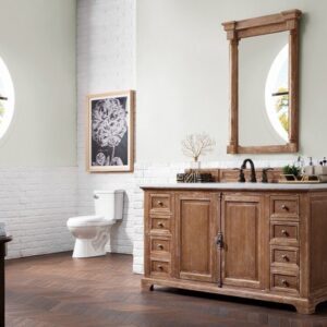 James Martin 238-105-5311-3CAR Providence 60 Inch Driftwood Single Vanity with 3 cm Carrara Marble Top