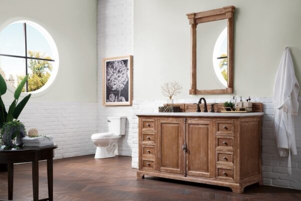 James Martin 238-105-5311-3AF Providence 60 Inch Driftwood Single Vanity with 3 cm Arctic Fall Solid Surface Top