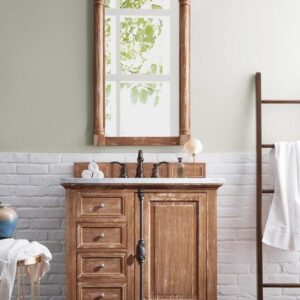 James Martin 238-105-5511-3CAR Providence 36 Inch Driftwood Single Vanity with 3 cm Carrara Marble Top