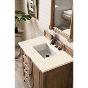 James Martin 238-105-5511-3EMR Providence 36 Inch Single Vanity Cabinet in Driftwood with 3 CM Eternal Marfil Quartz Top