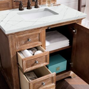 James Martin 238-105-5511-3ENC Providence 36 Inch Single Vanity Cabinet with Ethereal Noctis Quartz Top - Driftwood