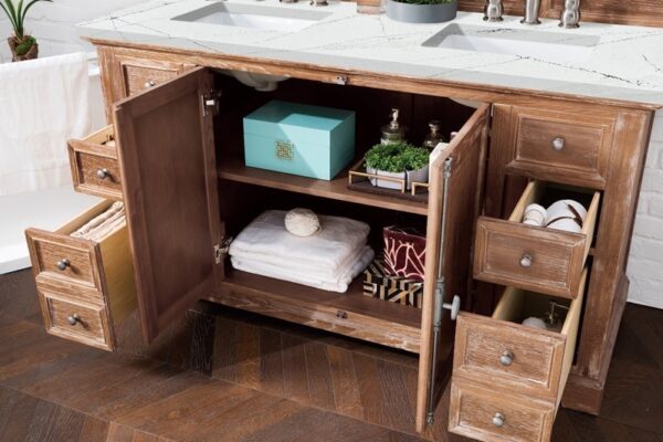 James Martin 238-105-5611-3ENC Providence 60 Inch Double Vanity Cabinet with Ethereal Noctis Quartz Top - Driftwood