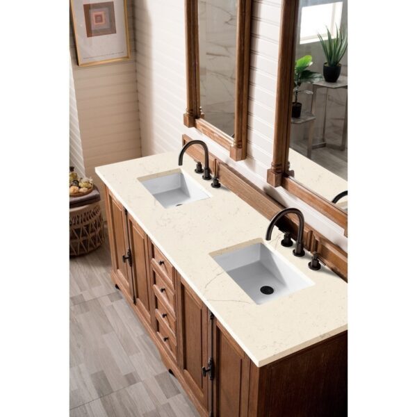 James Martin 238-105-5711-3EMR Providence 72 Inch Double Vanity Cabinet in Driftwood with 3 CM Eternal Marfil Quartz Top