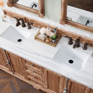 James Martin 238-105-5711-3AF Providence 72 Inch Driftwood Double Vanity with 3 cm Arctic Fall Solid Surface Top