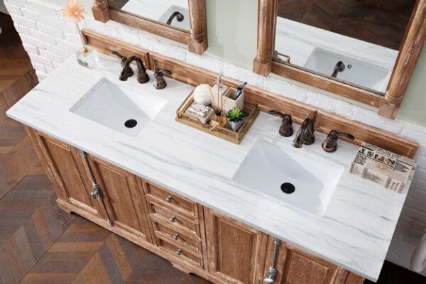 James Martin 238-105-5711-3AF Providence 72 Inch Driftwood Double Vanity with 3 cm Arctic Fall Solid Surface Top