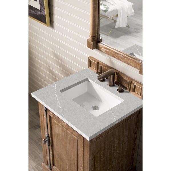 James Martin 238-105-V26-DRF-3ESR Providence 26 Inch Single Vanity Cabinet in Driftwood with 3 CM Eternal Serena Quartz Top