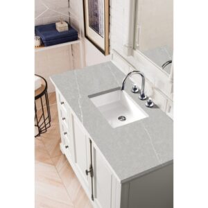 James Martin 238-105-V48-BW-3ESR Providence 48 Inch Single Vanity Cabinet in Bright White with 3 CM Eternal Serena Quartz Top