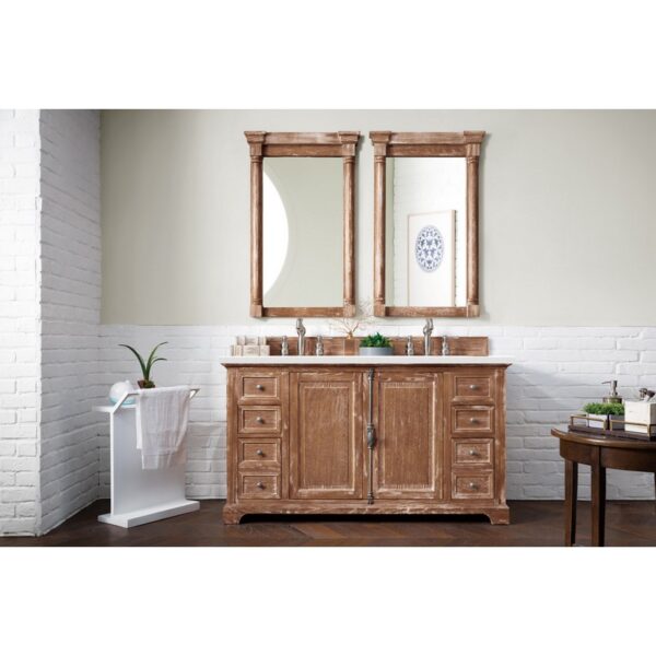 James Martin 238-105-V60D-3WZ Providence 60 Inch Double Vanity Cabinet with 3cm White Zeus Quartz Top