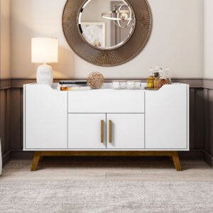 Manhattan Comfort Addie 53.54 Sideboard with 5 Shelves in White