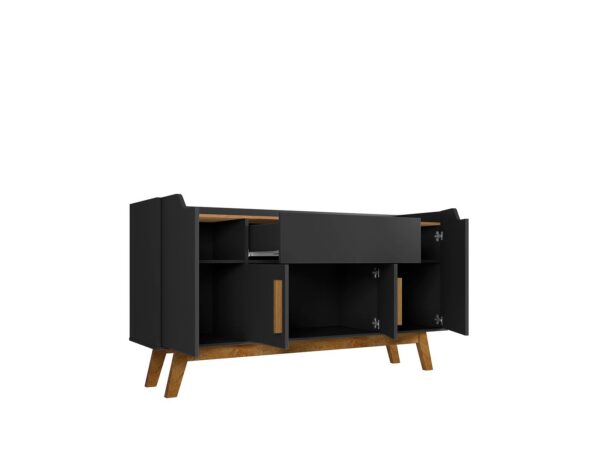 Manhattan Comfort Addie 53.54 Sideboard with 5 Shelves in Matte Black and Cinnamon