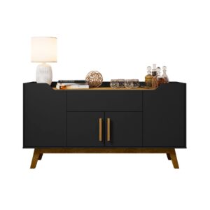 Manhattan Comfort Addie 53.54 Sideboard with 5 Shelves in Matte Black and Cinnamon