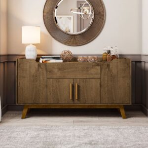 Manhattan Comfort Addie 53.54 Sideboard with 5 Shelves in Rustic Brown