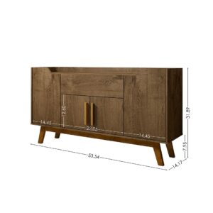 Manhattan Comfort Addie 53.54 Sideboard with 5 Shelves in Rustic Brown