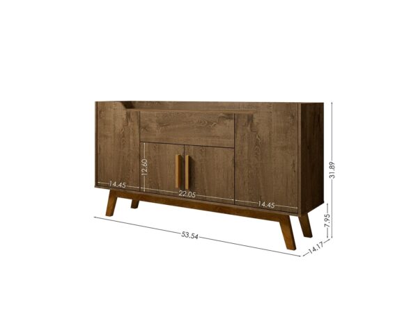 Manhattan Comfort Addie 53.54 Sideboard with 5 Shelves in Rustic Brown