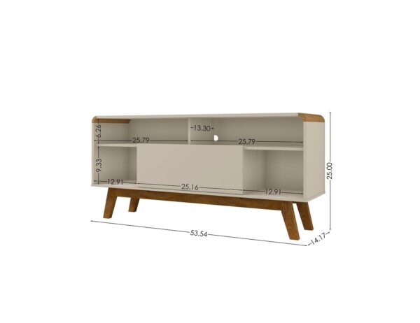 Manhattan Comfort Camberly 53.54 TV Stand with 5 Shelves in Off White and Cinnamon