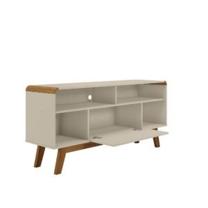 Manhattan Comfort Camberly 53.54 TV Stand with 5 Shelves in Off White and Cinnamon