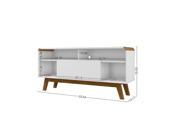 Manhattan Comfort Camberly 53.54 TV Stand with 5 Shelves in White and Cinnamon