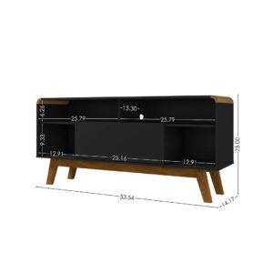 Manhattan Comfort Camberly 53.54 TV Stand with 5 Shelves in Matte Black and Cinnamon