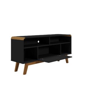 Manhattan Comfort Camberly 53.54 TV Stand with 5 Shelves in Matte Black and Cinnamon