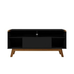 Manhattan Comfort Camberly 53.54 TV Stand with 5 Shelves in Matte Black and Cinnamon