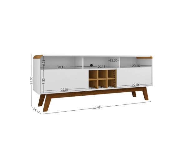 Manhattan Comfort Camberly 62.99 TV Stand with 5 Shelves and Wine Storage in White and Cinnamon