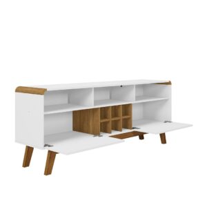 Manhattan Comfort Camberly 62.99 TV Stand with 5 Shelves and Wine Storage in White and Cinnamon