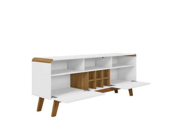 Manhattan Comfort Camberly 62.99 TV Stand with 5 Shelves and Wine Storage in White and Cinnamon