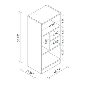 Manhattan Comfort Durable Valenca Bookcase 2.0 with 5-Shelves in White