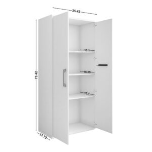 Manhattan Comfort Eiffel 73.43" Garage Cabinet with 4 Adjustable Shelves in White Gloss