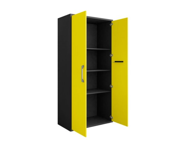 Manhattan Comfort Eiffel 73.43" Garage Cabinet with 4 Adjustable Shelves in Yellow Gloss