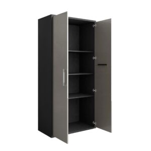 Manhattan Comfort Eiffel 73.43" Garage Cabinet with 4 Adjustable Shelves in Grey Gloss