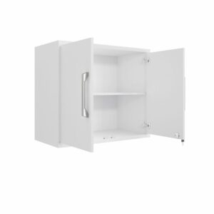 Manhattan Comfort Eiffel Floating Garage Storage Cabinet with Lock and Key in White Gloss