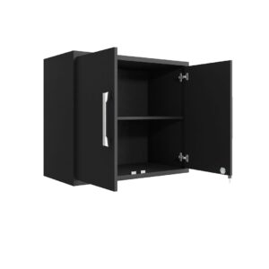 Manhattan Comfort Eiffel Floating Garage Storage Cabinet with Lock and Key in Black Matte